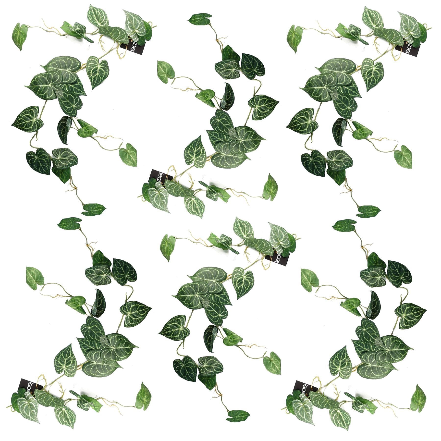 Leaf Pack of 6 Artificial Hanging Trailing Rounded Ivy Plants 100cm