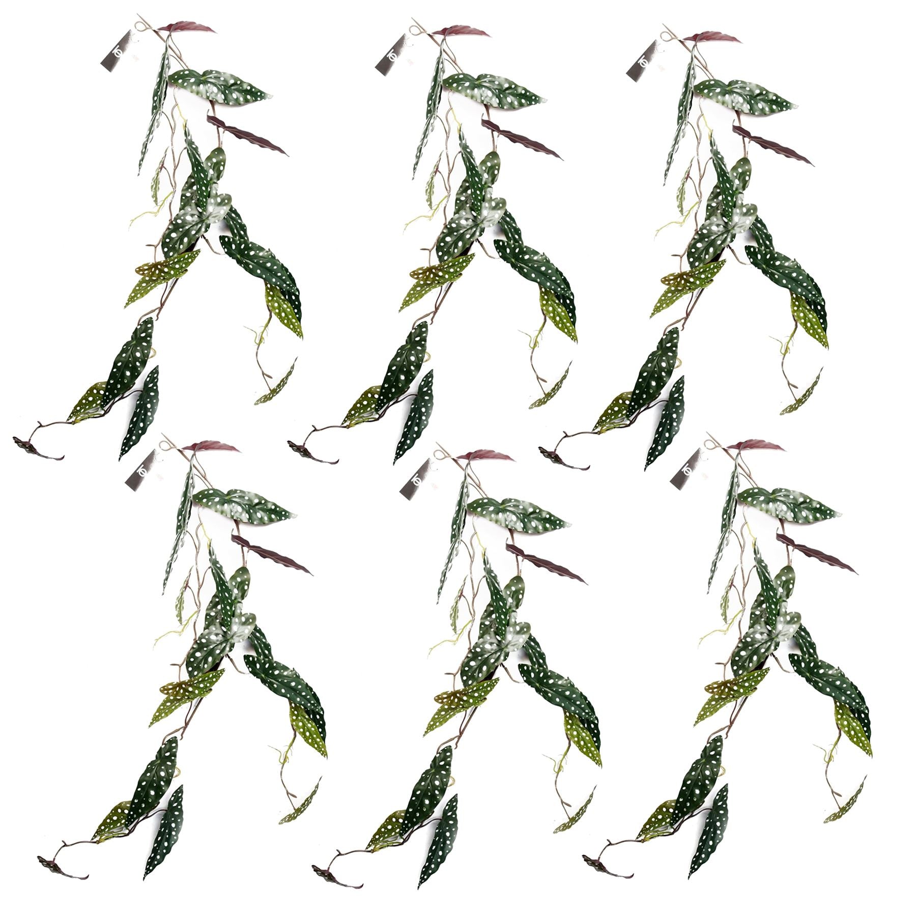 Leaf Pack of 6 Artificial Hanging Trailing Begonia Maculata Spotted Plant