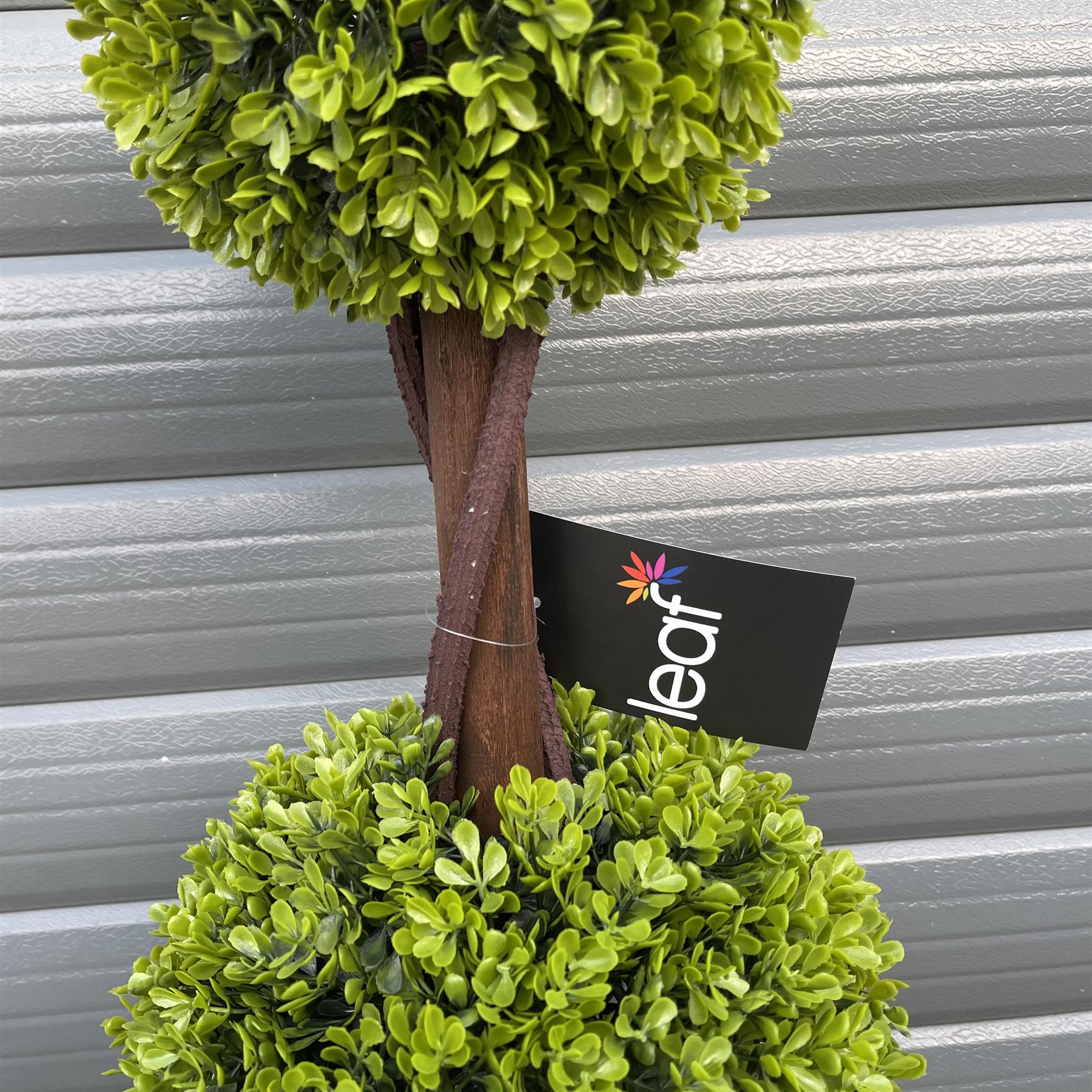 Leaf 90cm Pair of Artificial Boxwood Double Ball Topiary Trees, Outdoor Potted Green Topiary Trees