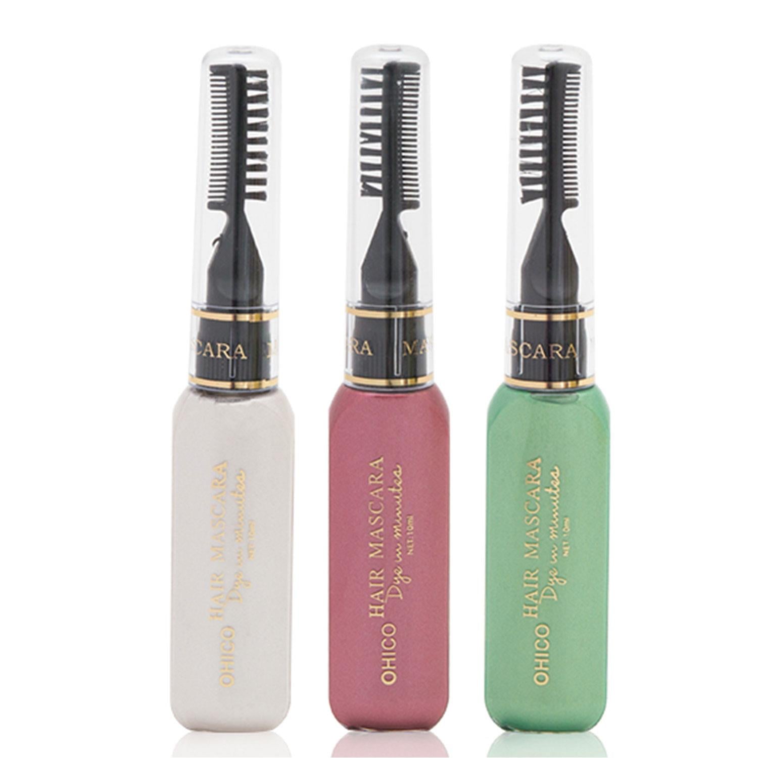 Aquarius Set of 3 Wash Out Hair Mascara Dye Creams, Red White and Green