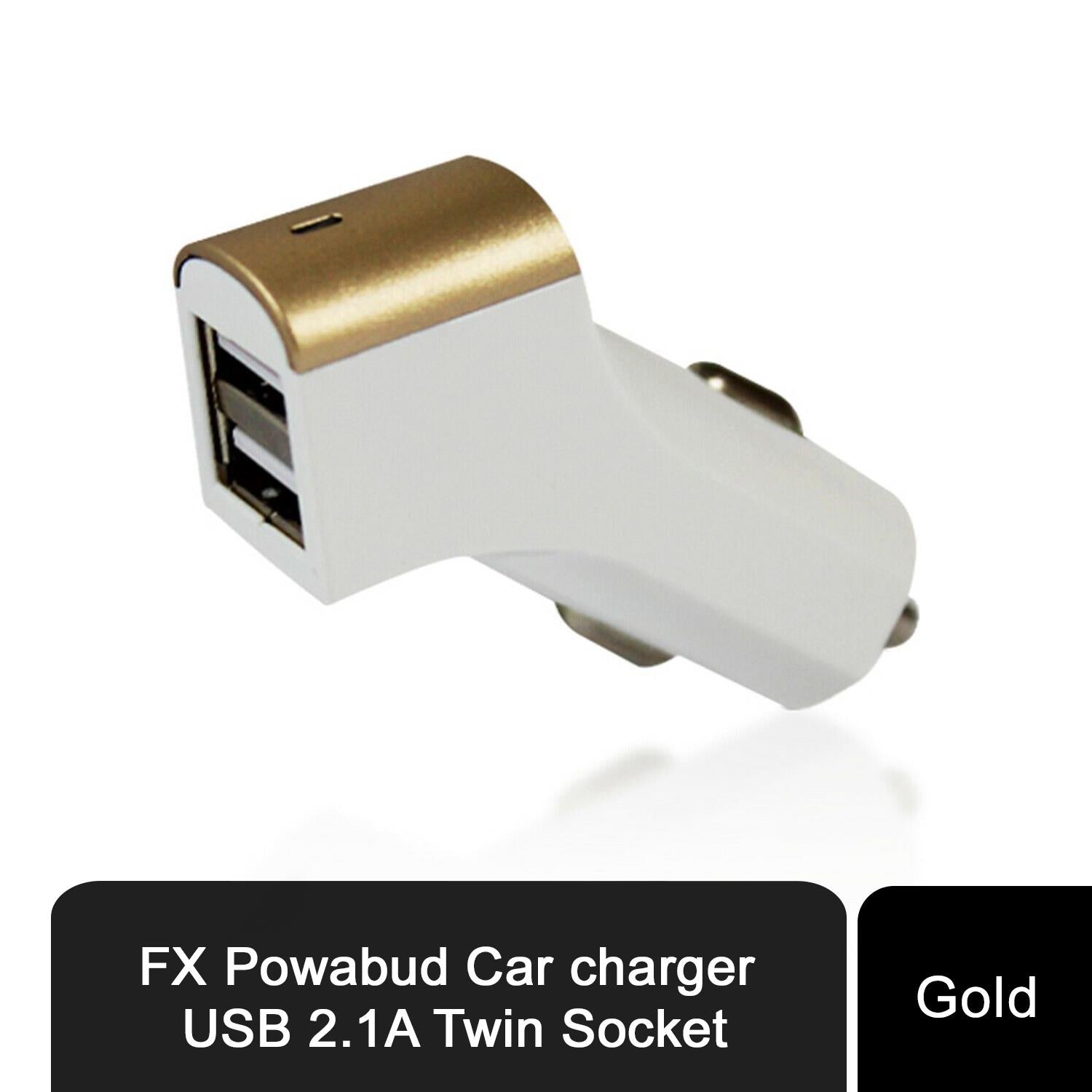 FX Factory Powabud Dual USB 2.1A Car Charger, Gold