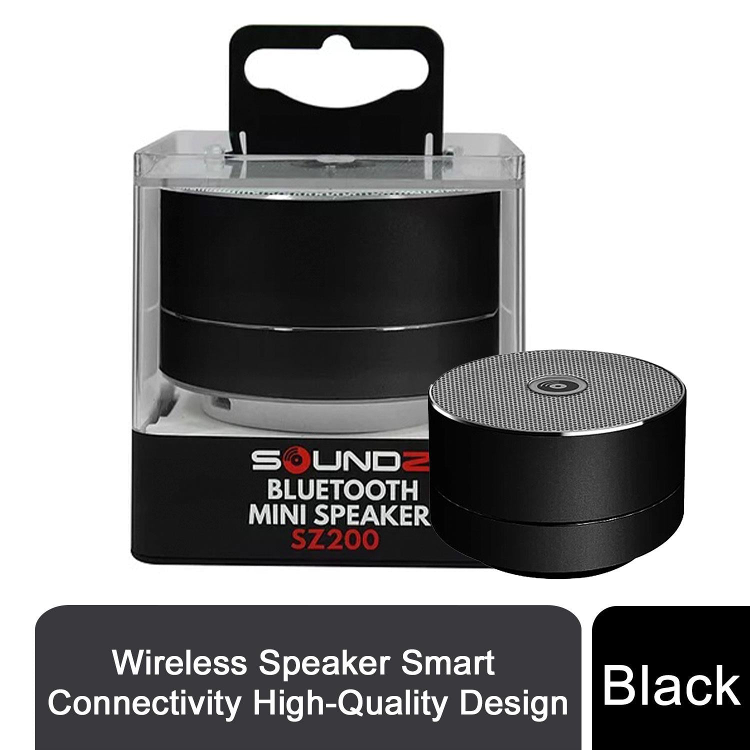 Soundz Portable Wireless Bluetooth Speaker with Smart Connectivity, Hands-Free Support - Black