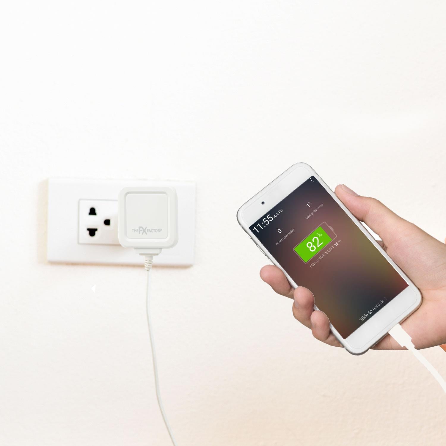 FX 2.1A Travel Charger with LED Indicator for 8-Pin Devices - White