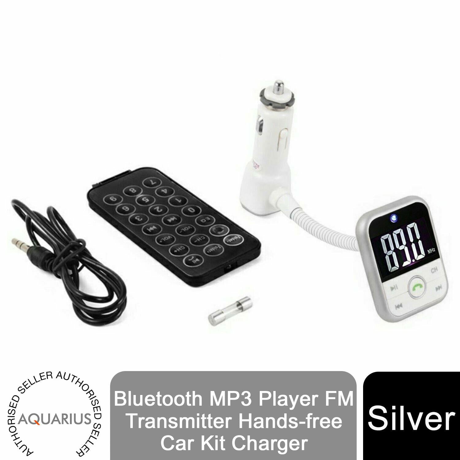 Aquarius Bluetooth FM Transmitter Hands-Free Car Kit Charger with 2.1A USB Charging Port