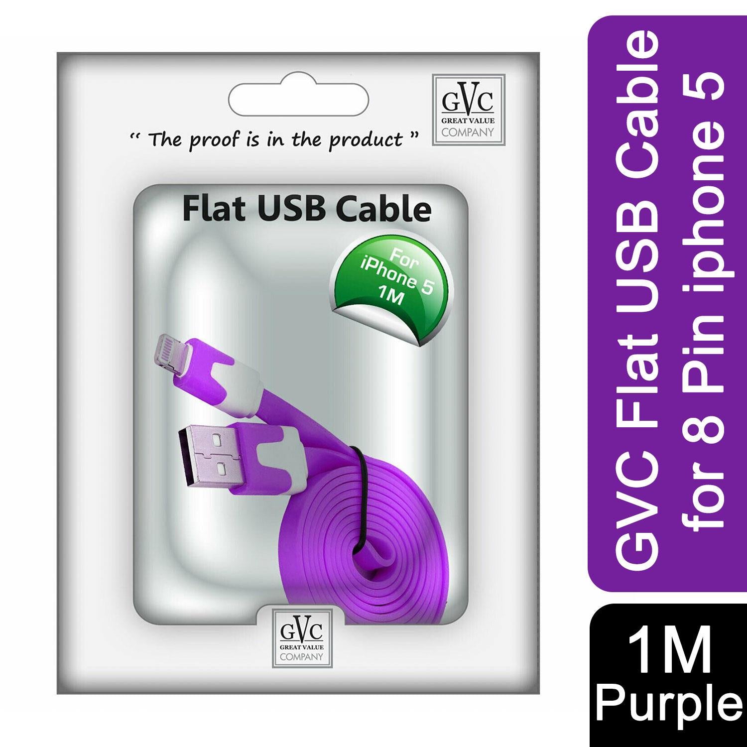 GVC 1 Metre Flat USB to 8 Pin Sync and Charging Cable