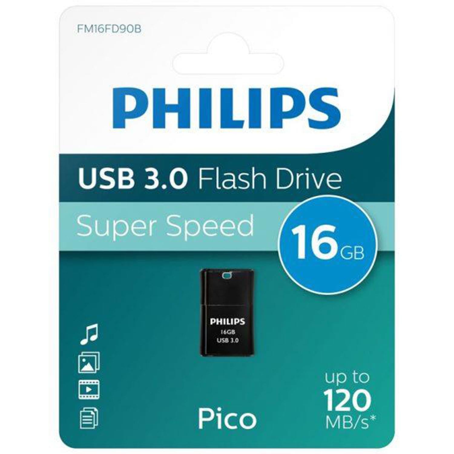 Philips USB 3.0 Pico Edition 16GB Black Flash Drive