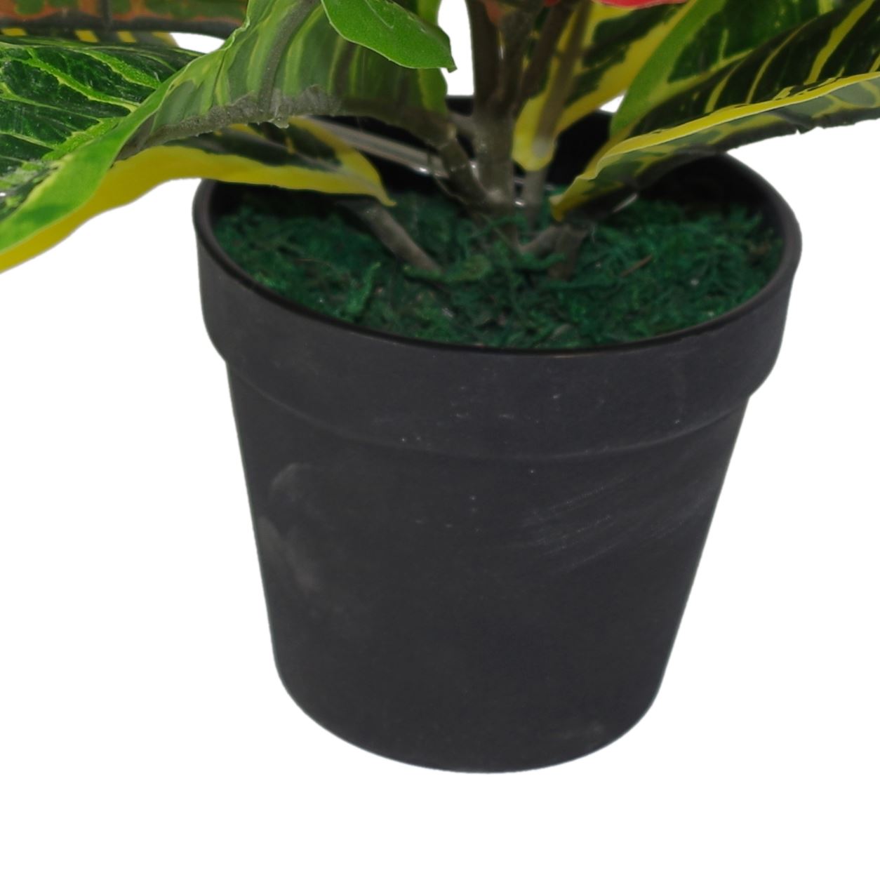 Leaf 40cm Artificial Croton Multicoloured House Plant in Weighted Plastic Pot