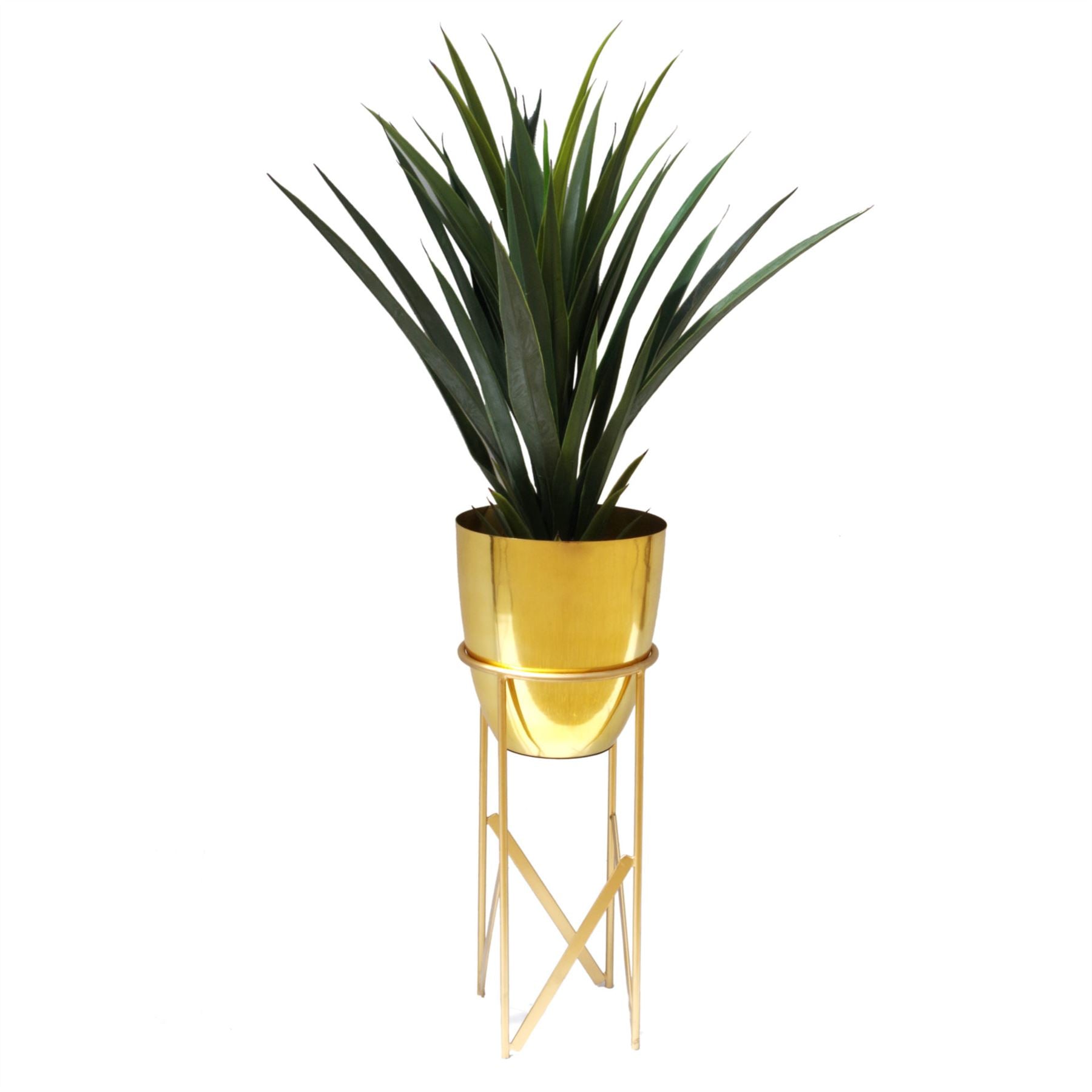 Leaf 60cm Artificial Tropical Spiky Yucca Style Green Plant in Weighted Plastic Pot