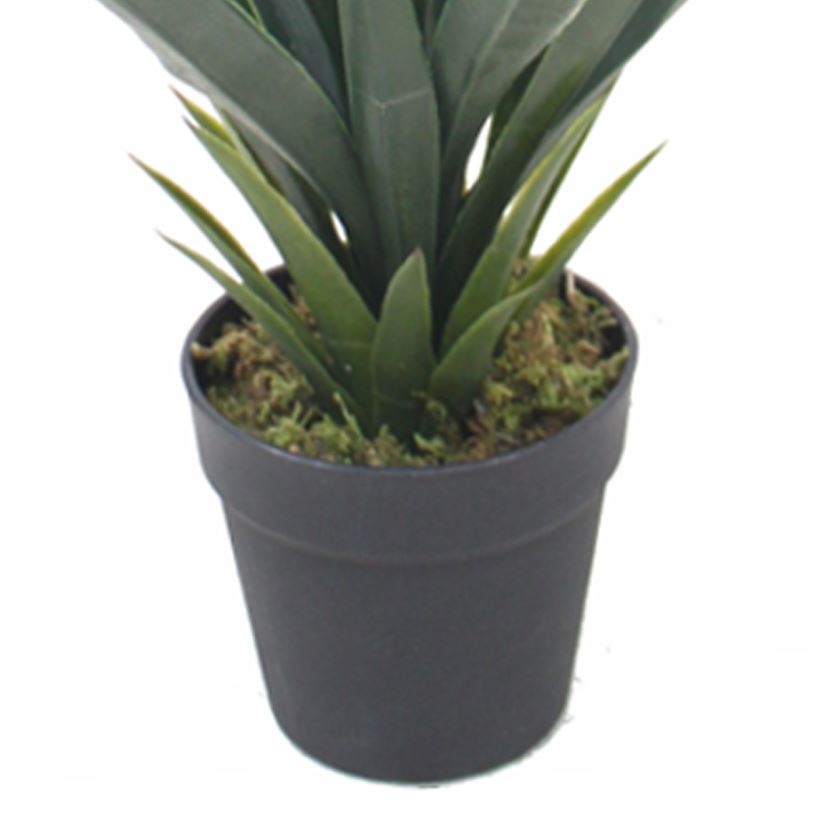 Leaf 60cm Artificial Tropical Spiky Yucca Style Green Plant in Weighted Plastic Pot