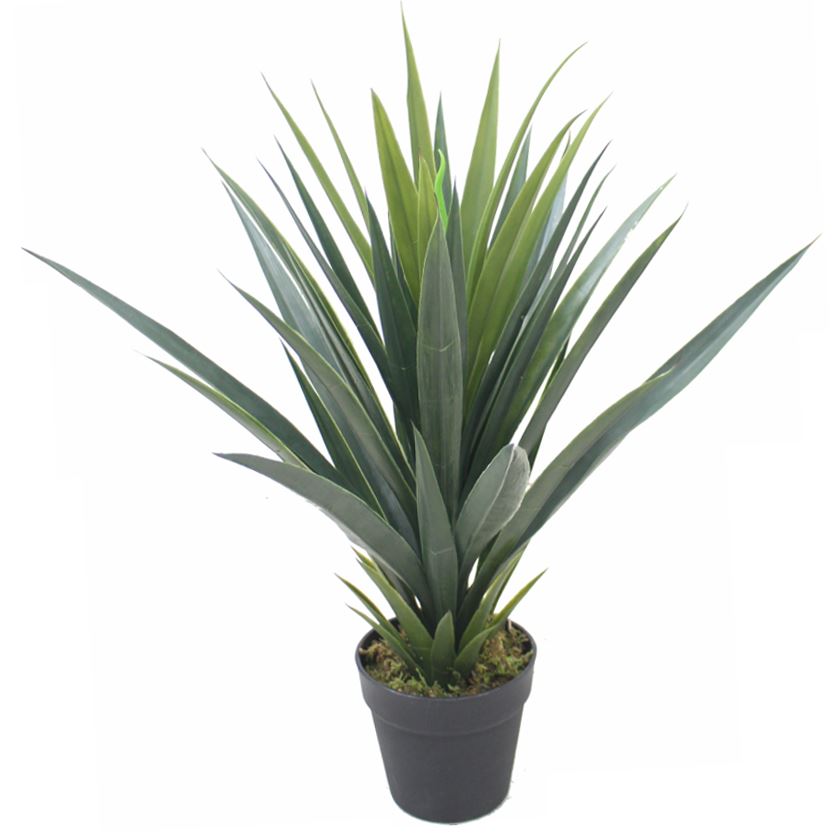 Leaf 60cm Artificial Tropical Spiky Yucca Style Green Plant in Weighted Plastic Pot