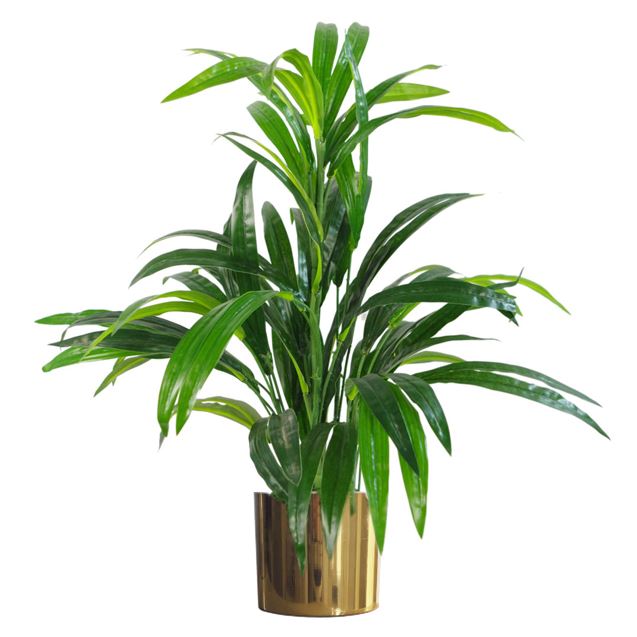 Leaf 65cm Artificial Realistic Bamboo Shrub with Gold Metal Planter