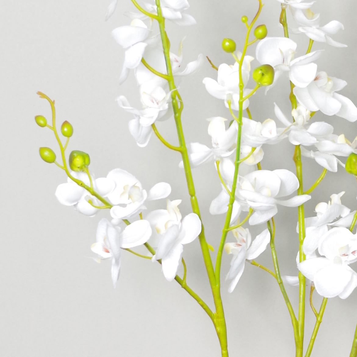 60cm Artificial White Phalaenopsis Orchid, Triple Stem, 30 Flowers, Potted Artificial Plant