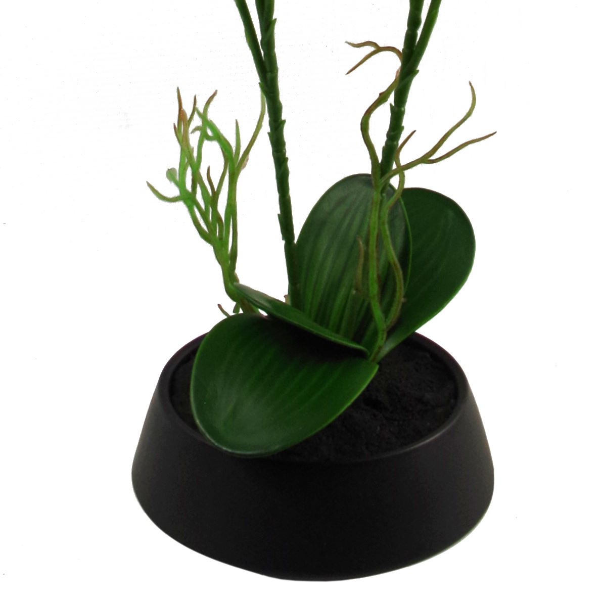 Leaf 43cm Pink Yellow Artificial Orchid in Ceramic Planter