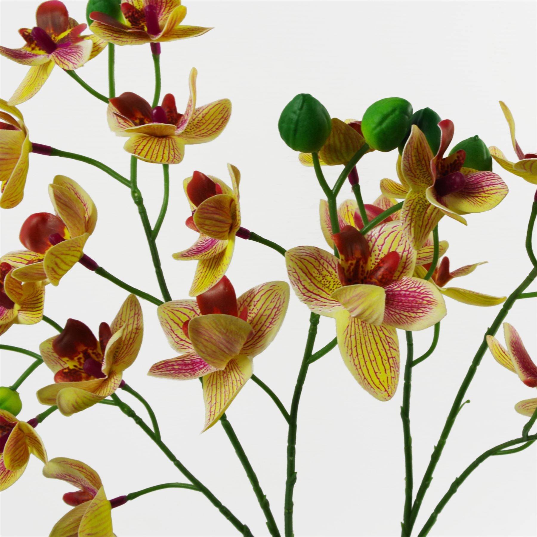 Leaf 43cm Pink Yellow Artificial Orchid in Ceramic Planter