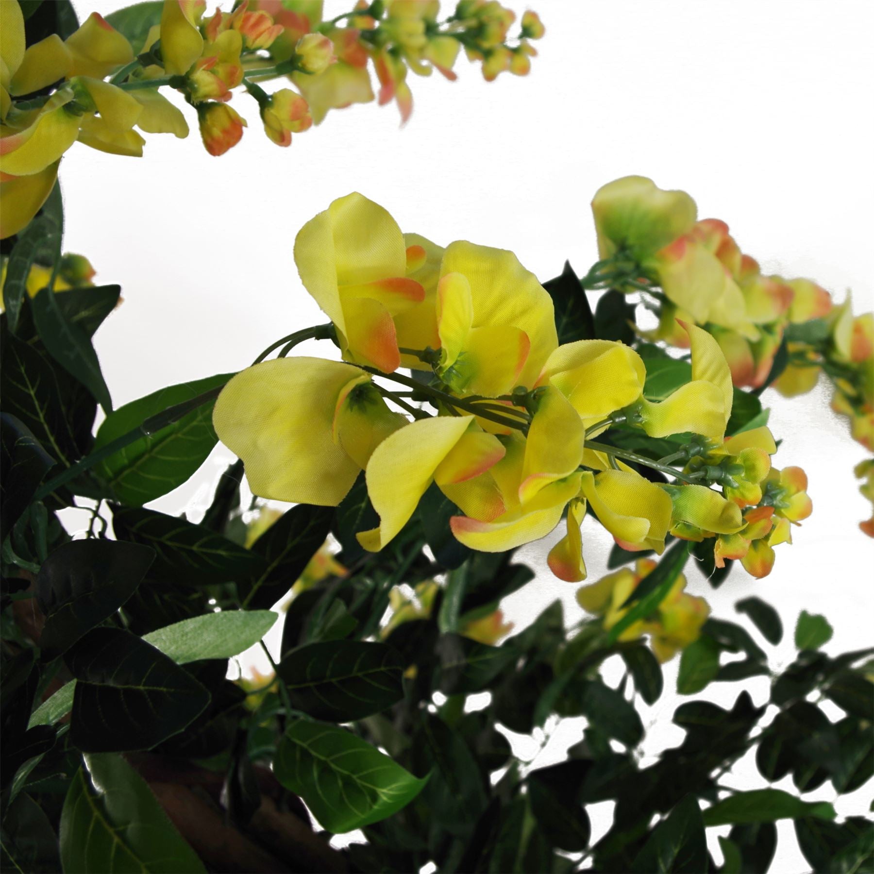Leaf 120cm Artificial Yellow Wisteria Tree in Black Pot