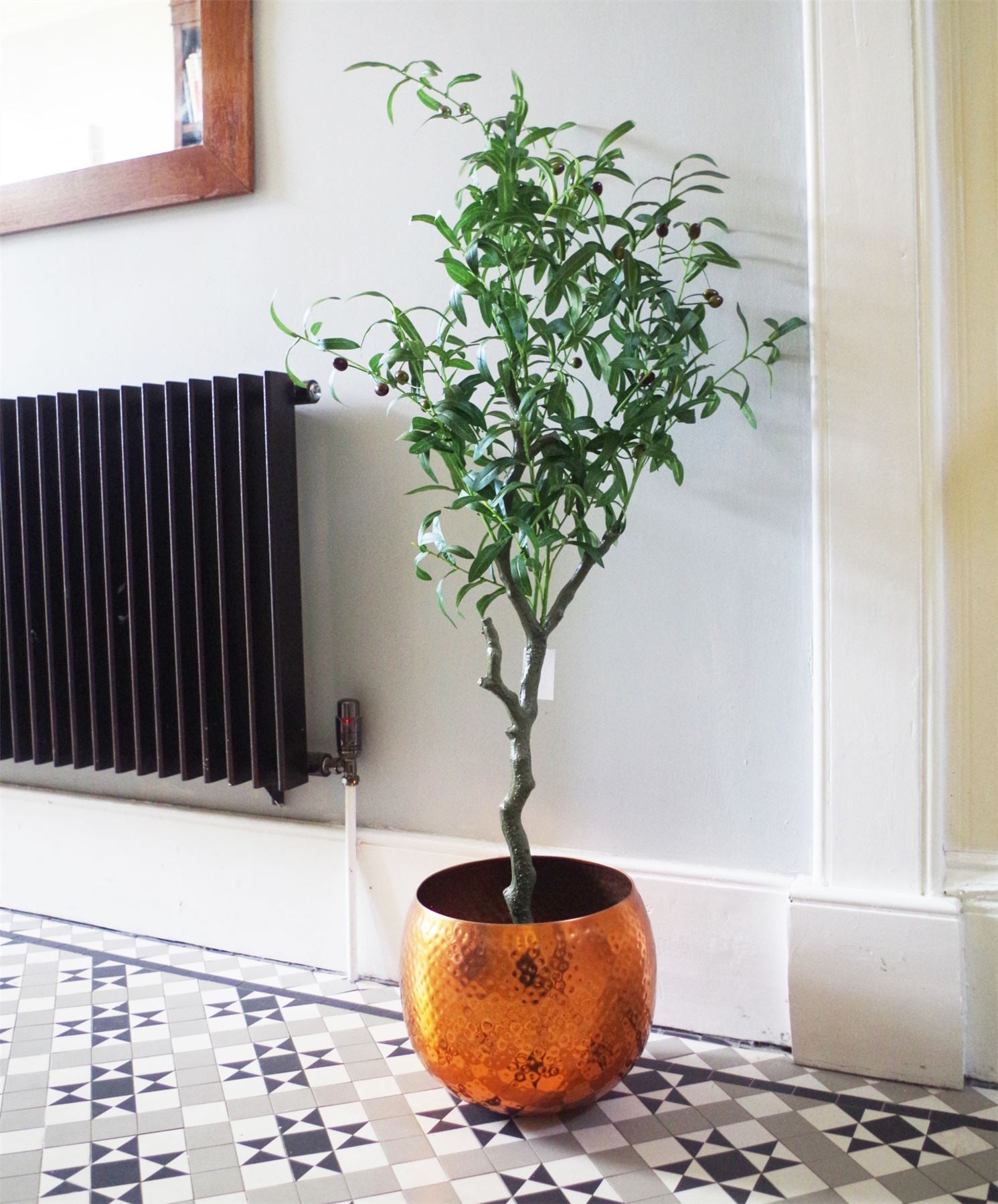Leaf 120cm Artificial Olive Tree with Pot, Natural Style, Wired Stems, Realistic Olives