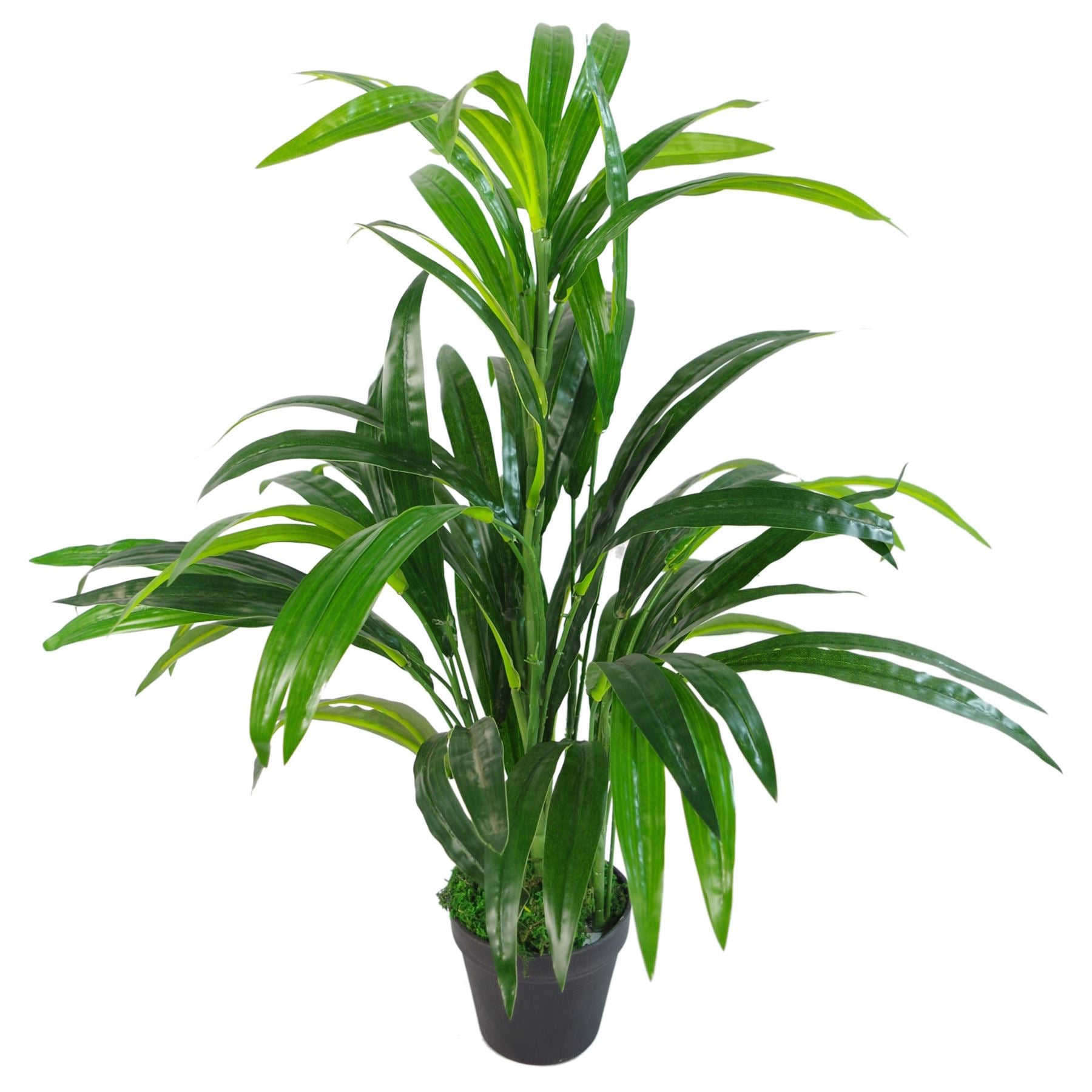 65cm Artificial Large Leaf Bamboo Shrub Plant with Separate Metal Planter