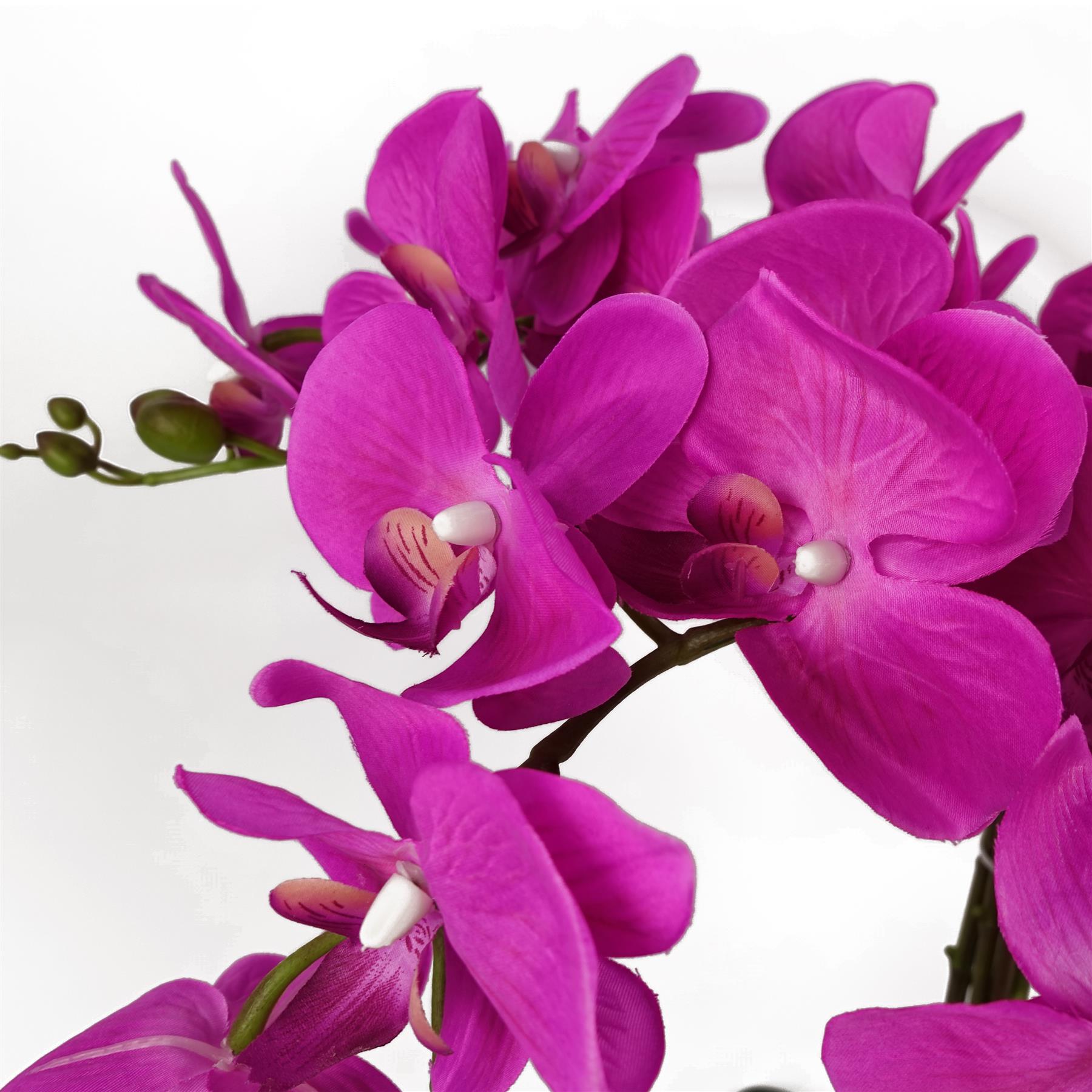 Leaf 85cm Artificial Deluxe Bush Orchid, Dark Pink, Potted Artificial Flower Arrangement