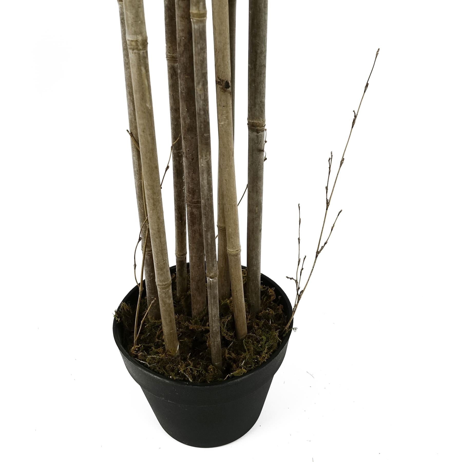Leaf 180cm / 6ft Artificial Bamboo Tree Green in Black Plastic Pot