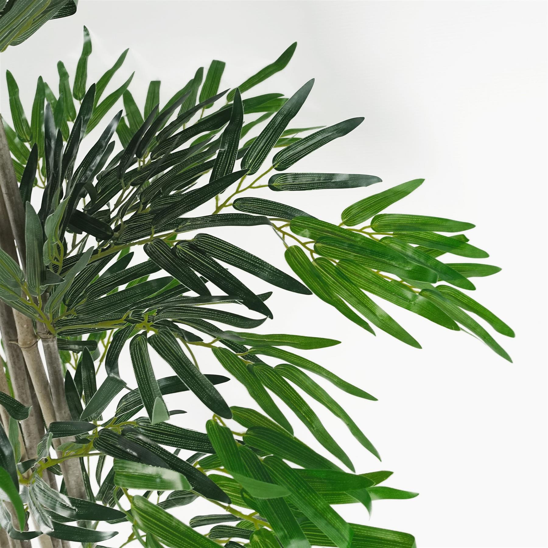 Leaf 180cm / 6ft Artificial Bamboo Tree Green in Black Plastic Pot