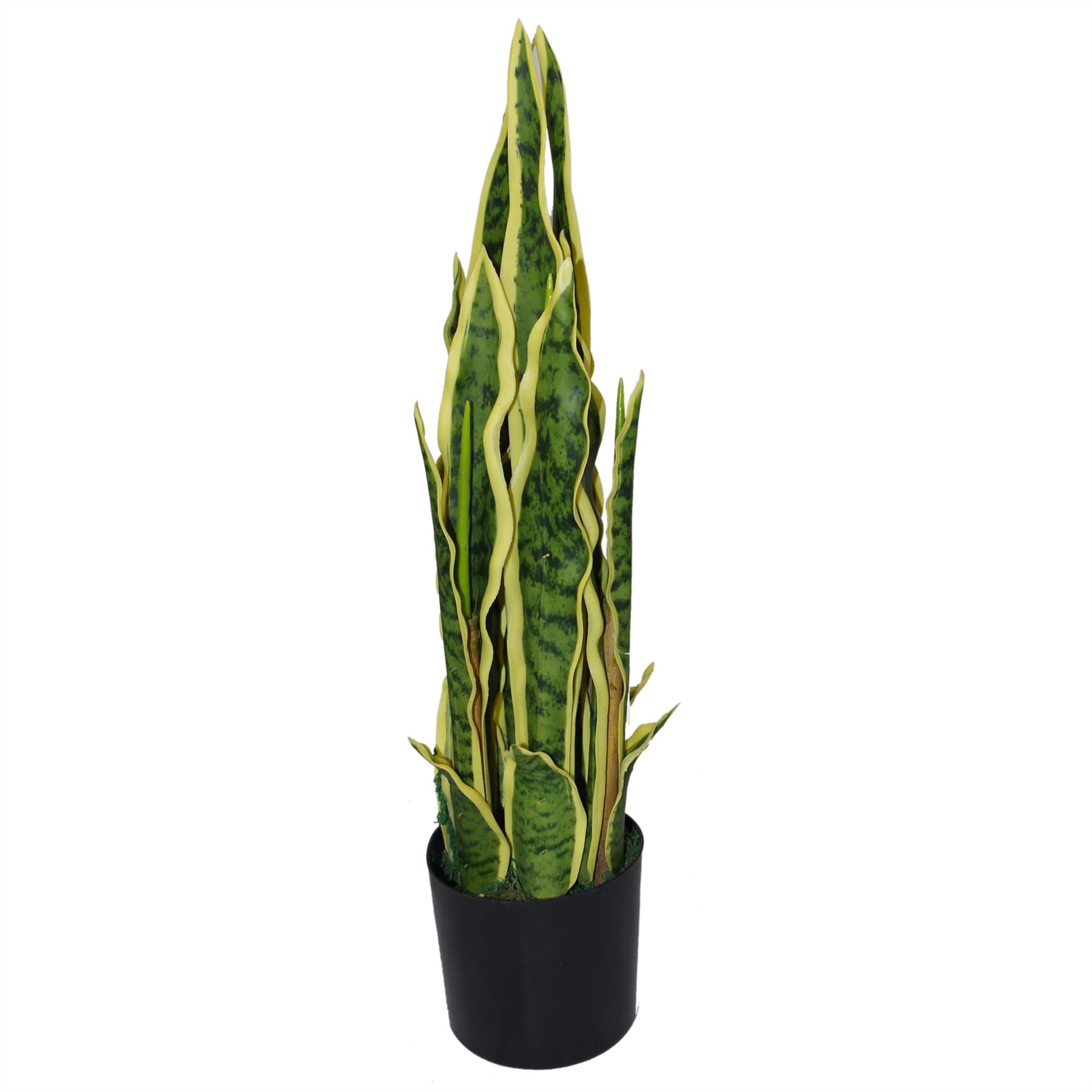 Leaf 55cm Artificial Sansevieria Mother-in-Law's Tongue Yellow Green Indoor Plant in Plastic Pot