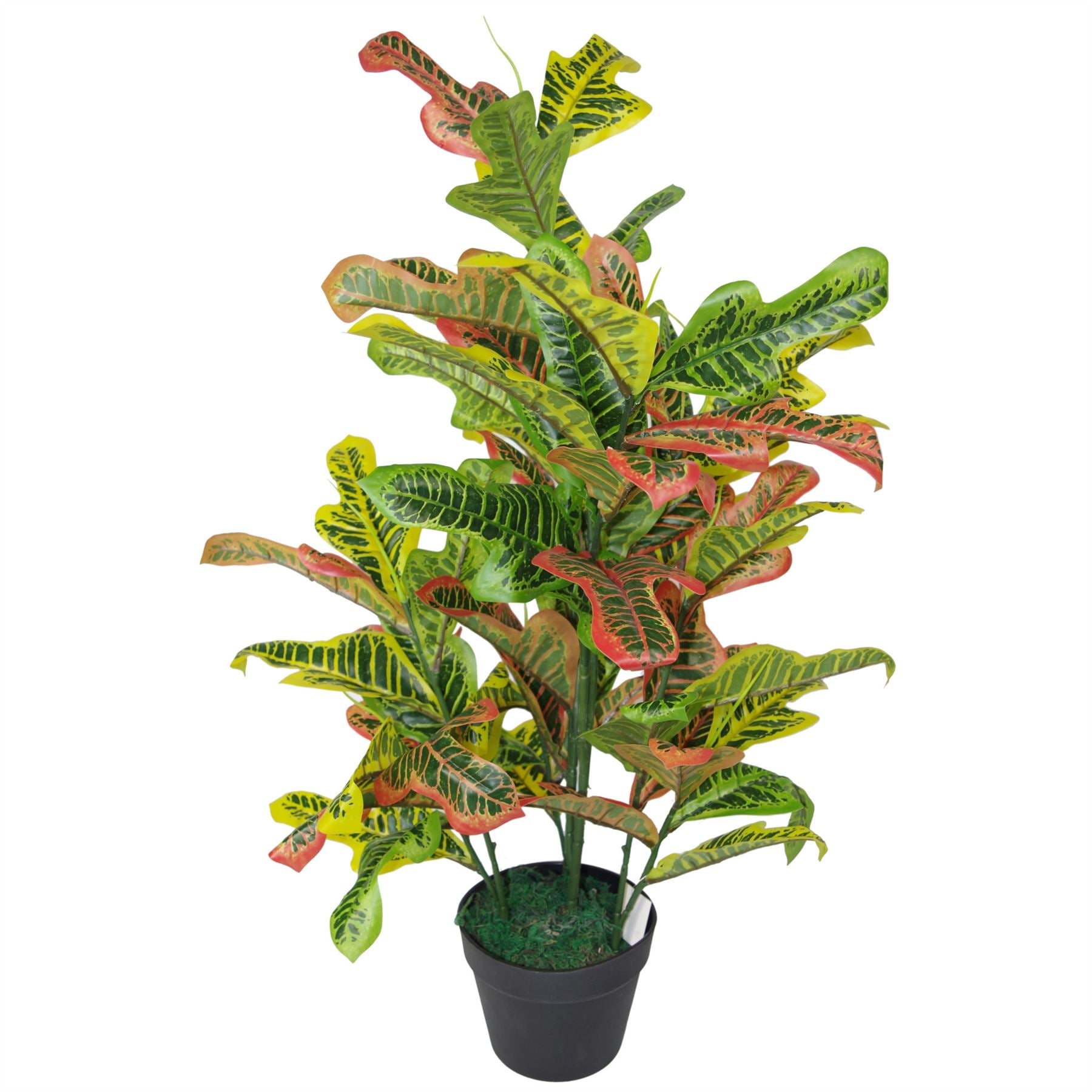 90cm Artificial Codiaeum Variegatum Croton House Plant in Pot, Large