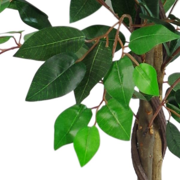 Leaf 110cm Artificial Bushy Ficus Tree with Real Wood Trunk, Potted