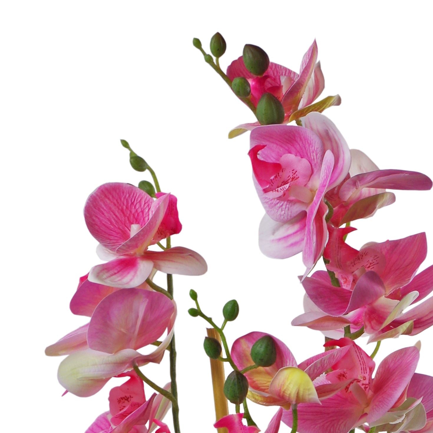 Leaf 70cm Artificial Light Pink Artificial Orchid in Black Ceramic Planter