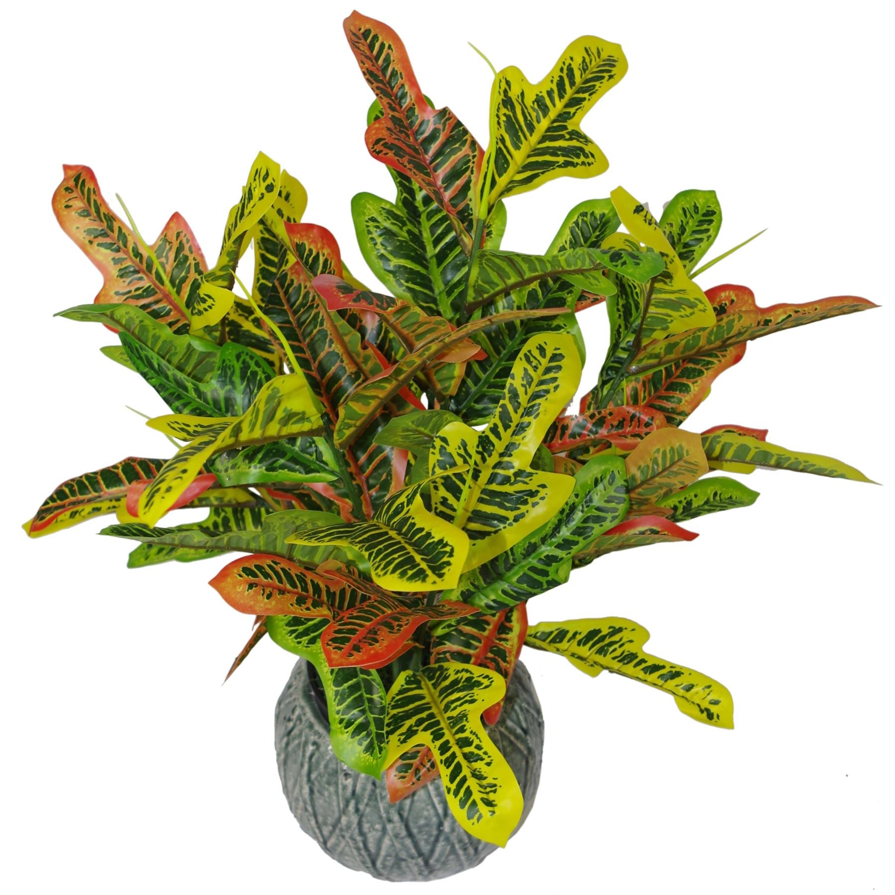Leaf 65cm Artificial Croton Multicoloured House Plant in Weighted Plastic Pot