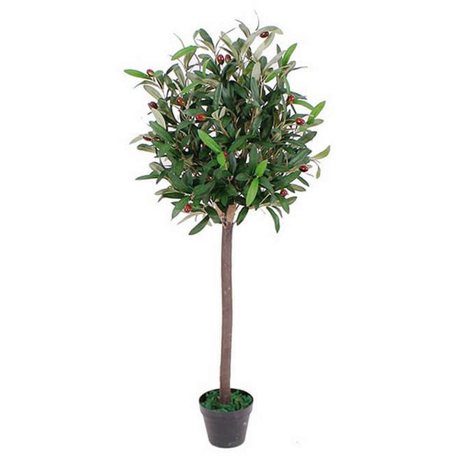 90cm Leaf Design UK Realistic Artificial Olive Tree with Fake Olives in Black Plastic Pot
