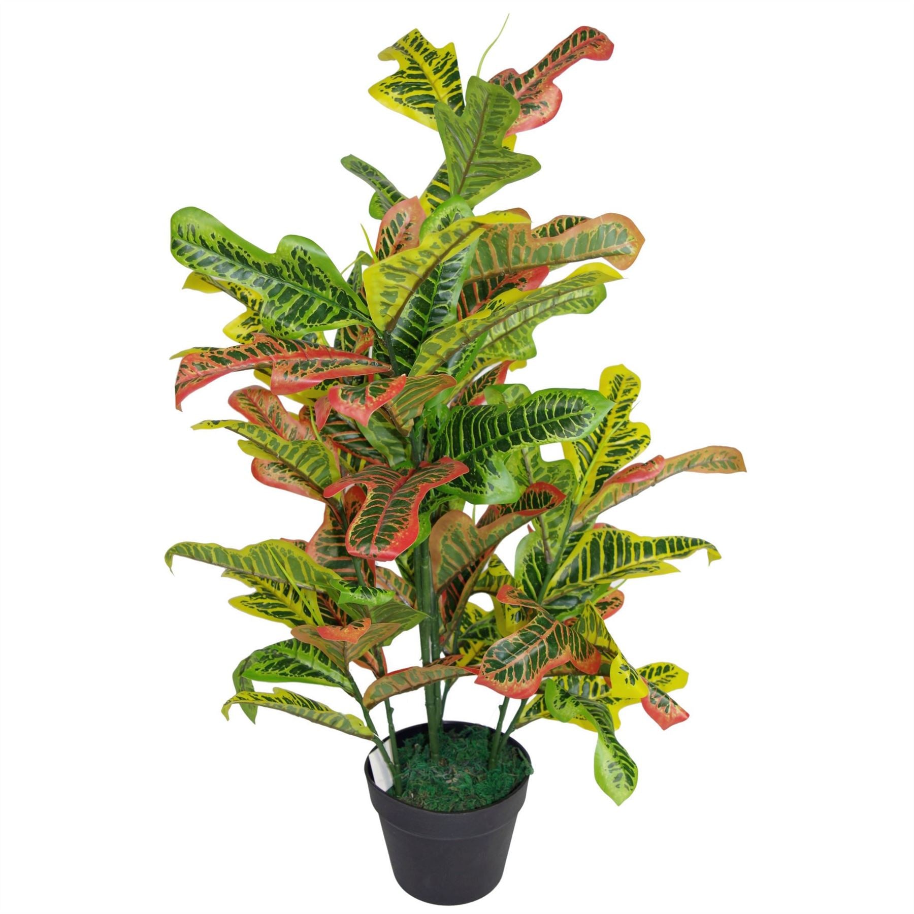 Leaf 90cm Artificial Croton House Plant in Plastic Weighted Pot