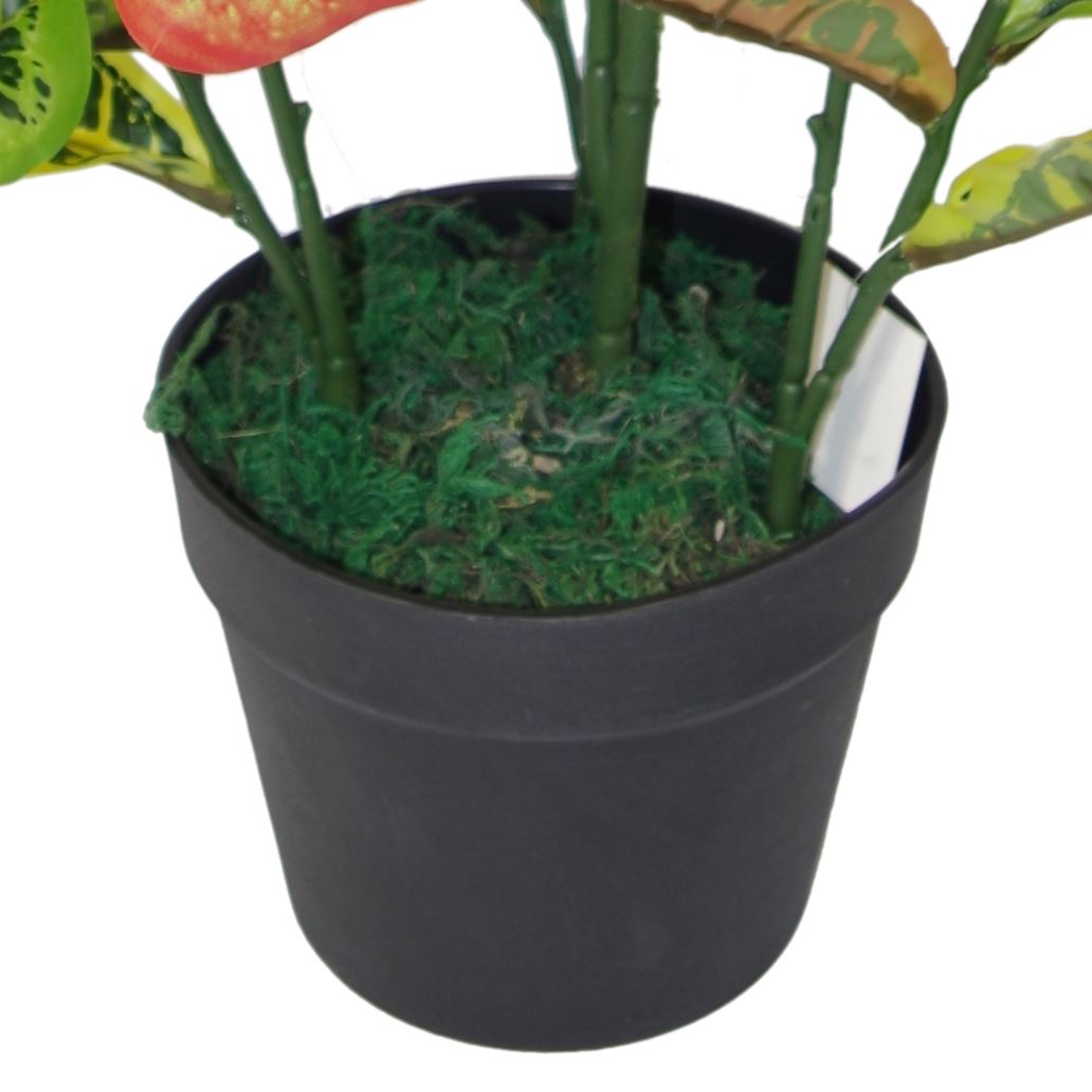 Leaf 90cm Artificial Croton House Plant in Plastic Weighted Pot