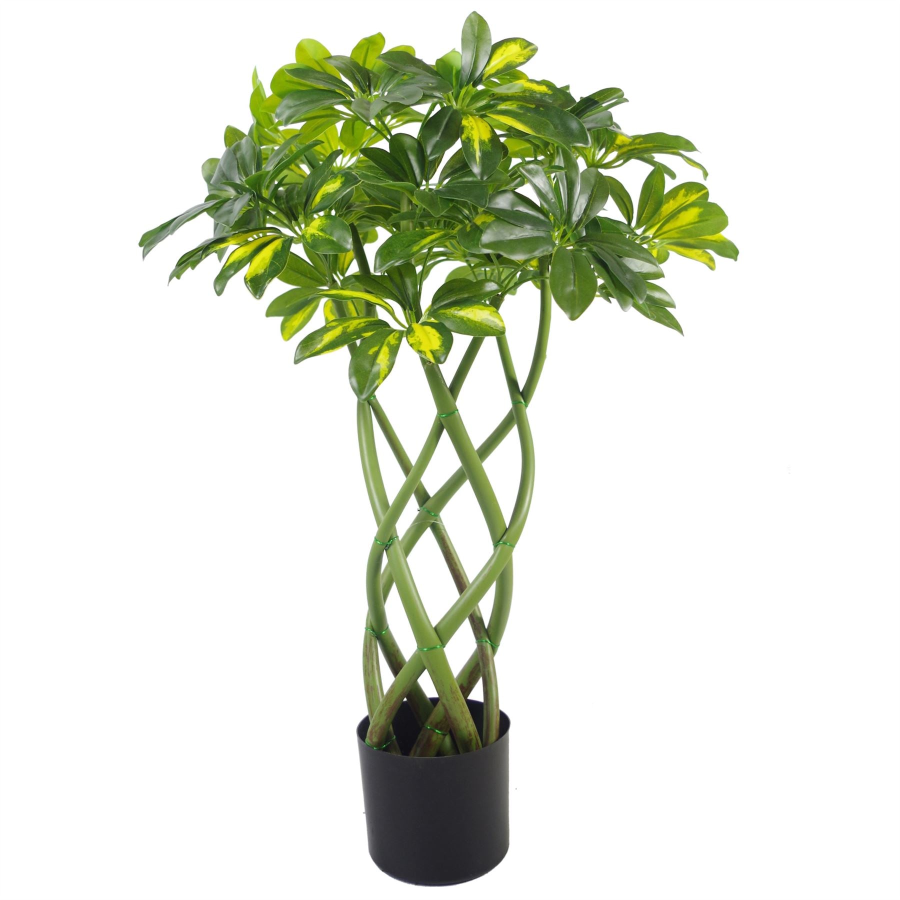 Leaf 70cm Artificial Gold Capella Arboricola Twisted Stem Bonsai Bush
