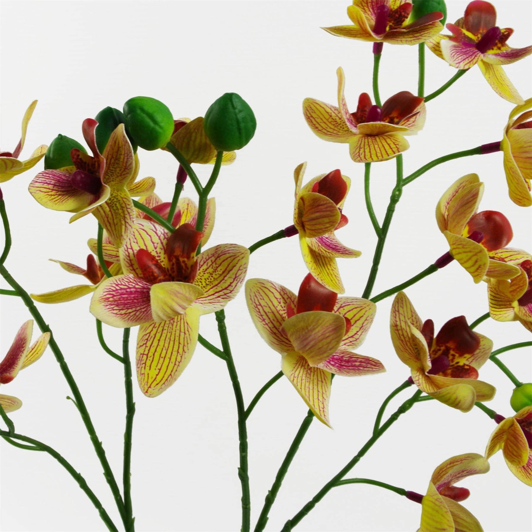 Leaf 43cm Pink and Yellow Artificial Orchid in Ceramic Planter