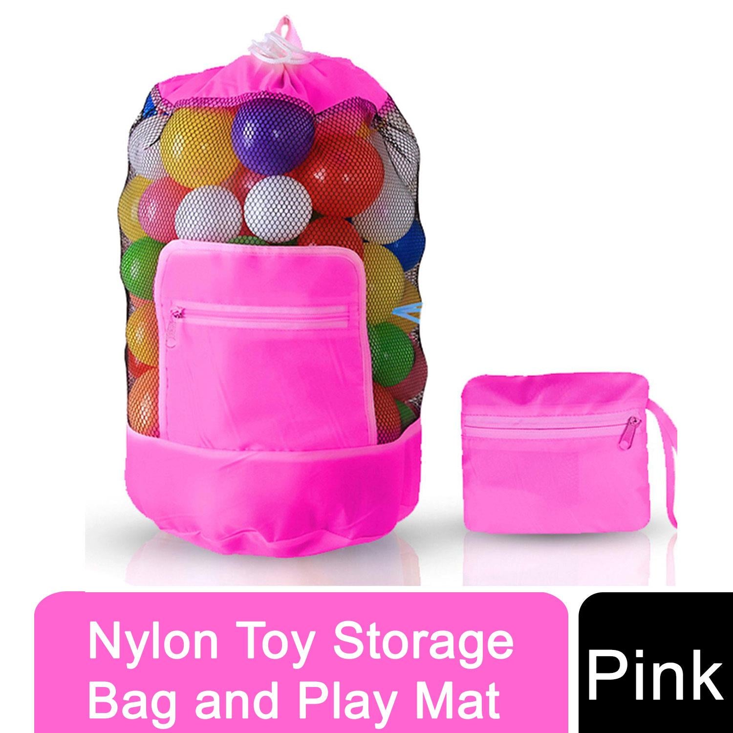 Doodle Nylon Toy Storage Bag and Play Mat, Pink