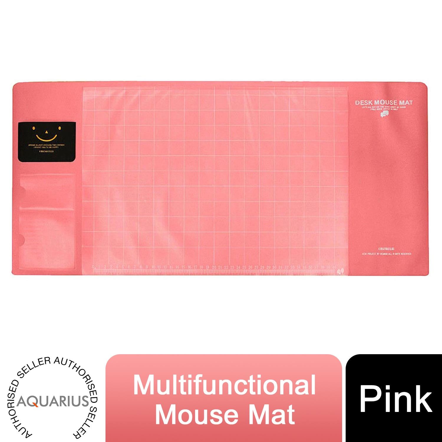 AQ Multifunctional & Eco-friendly Office Desk Mouse Mat PVC+DS Material, Pink
