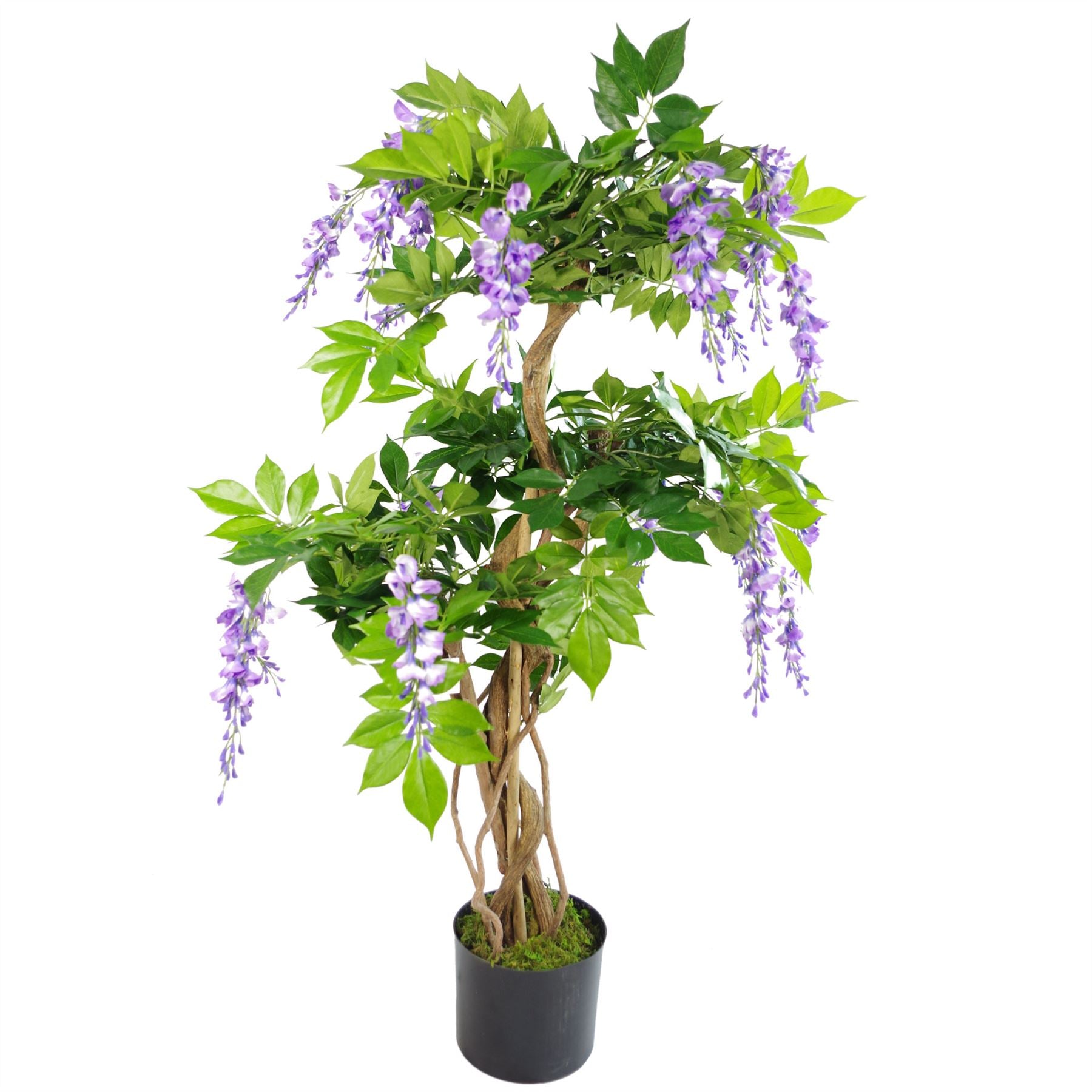 Leaf 110cm Artificial Purple Wisteria Tree in Black Pot, Realistic Handmade Decorative Tree