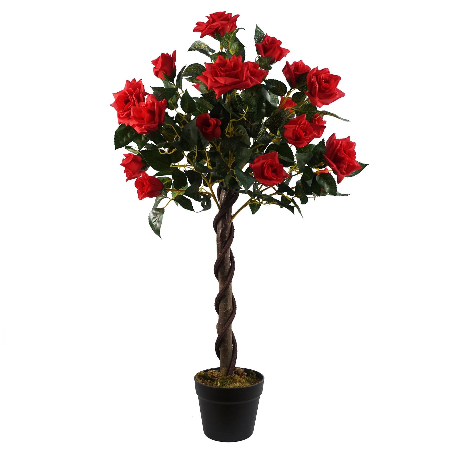 Leaf Artificial Red Rose Tree Wedding Decoration 90cm with Twisted Vine Detail