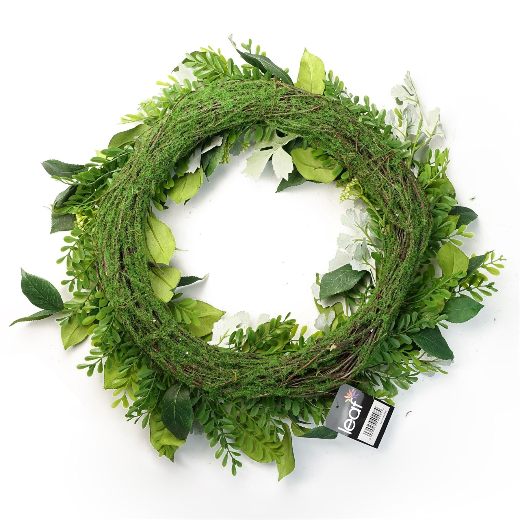 Leaf 50cm Artificial Fern Wreath with Natural Woven Base