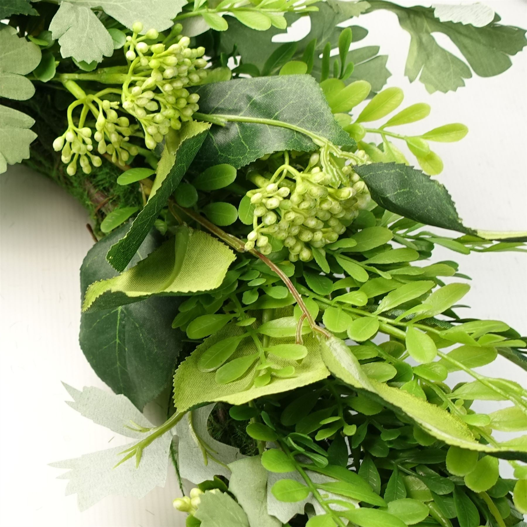 Leaf 50cm Artificial Fern Wreath with Natural Woven Base