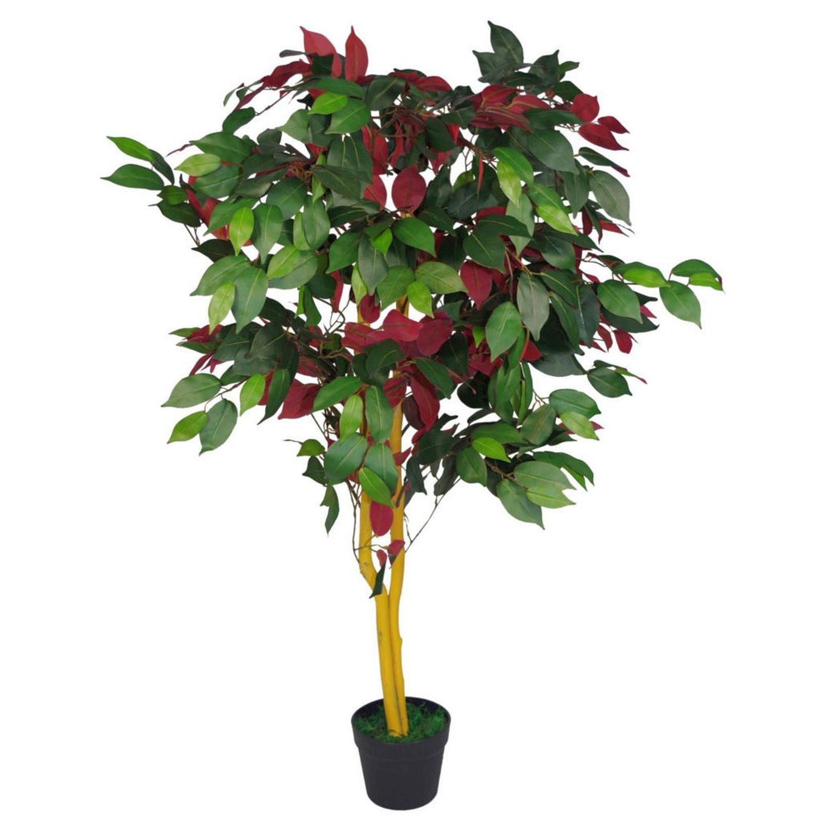 Leaf 120cm Artificial Capensia Tree with Real Wood Trunk and Realistic Green and Red Foliage