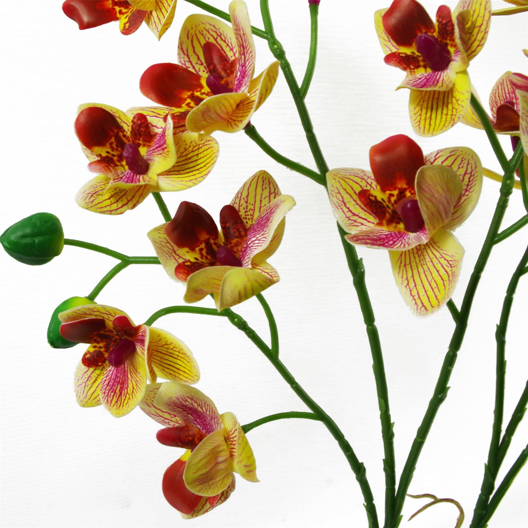 43cm Artificial Pink Yellow Orchid in Ceramic Planter with Wired Stems