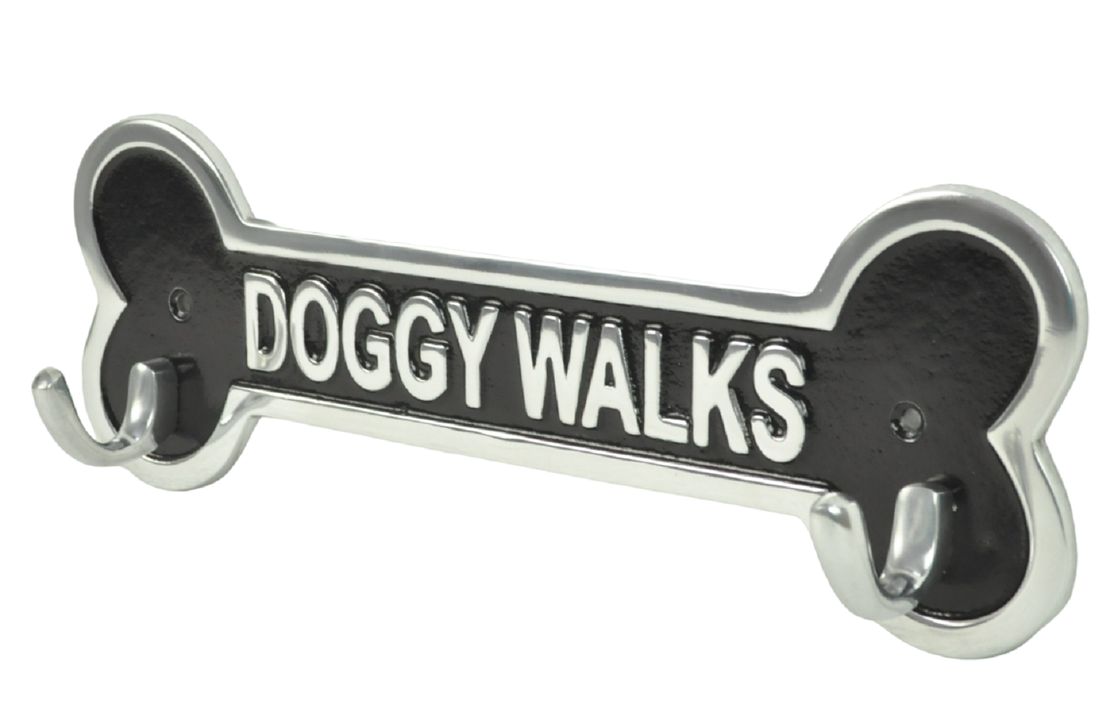 30cm Doggy Walks Wall Hook with 2 Hooks and Pre-Drilled Fixing Holes