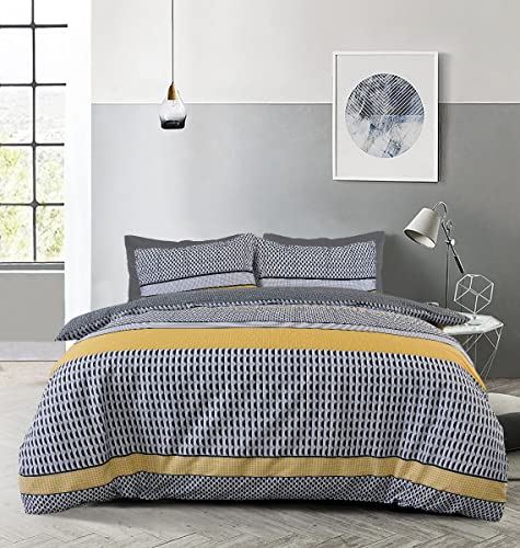 Sleepdown Striped Geometric Reversible Duvet Cover Set, Single