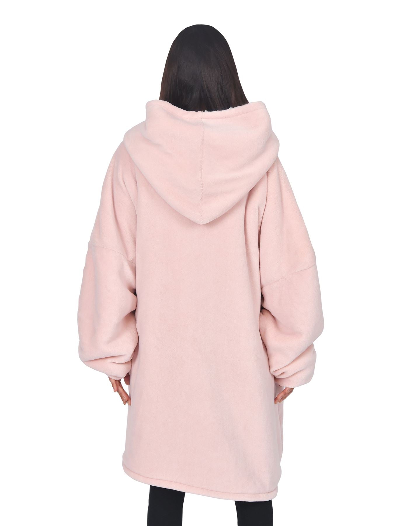 Sleepdown Unisex Coral Fleece Double Layer Blanket Hoodie, Oversize Fit, One Size, Large Kangaroo Pocket