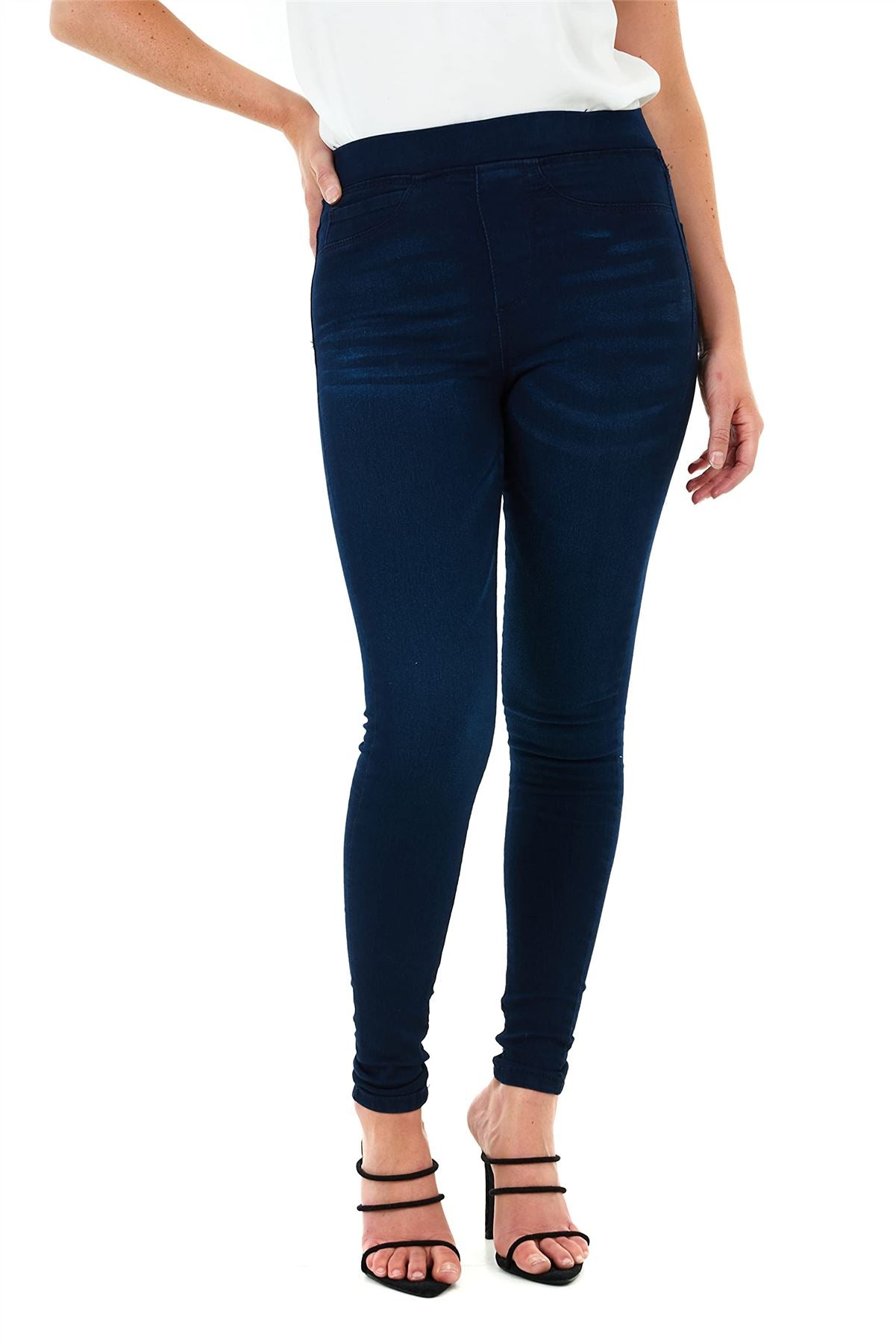 M17 Ladies Skinny Fit Denim Jeggings with 2 Back Pockets and Mock Front Pockets