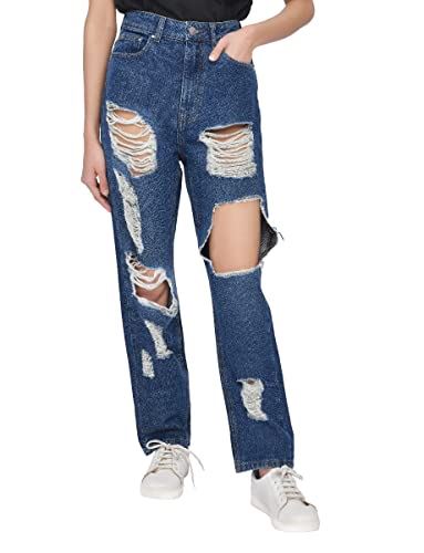 M17 Multi Rip High Waisted Mom Jean, Dark Wash