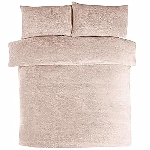 Sleepdown Teddy Fleece Bedding Set Natural – Duvet Set with Pillowcase(s)