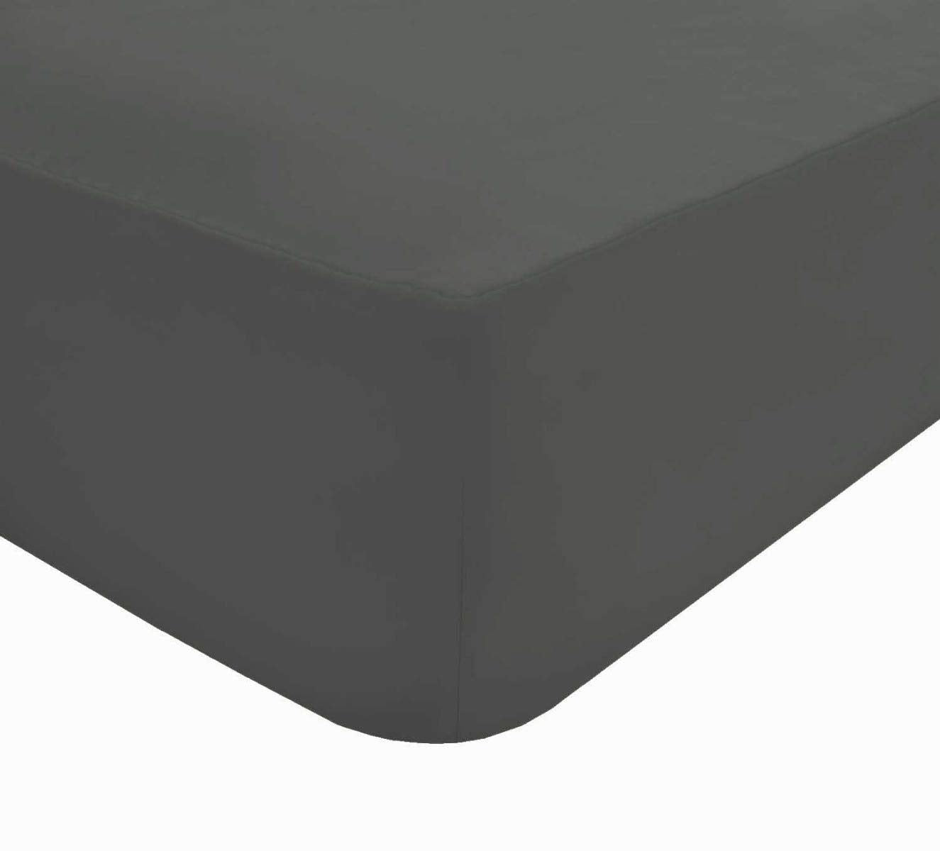 Sleepdown 68 Pick Charcoal Fitted Sheet, 25cm Deep Pocket, Non-Iron, 52% Polyester 48% Cotton