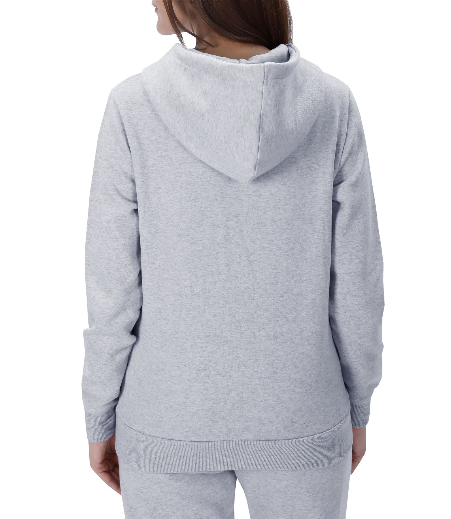 M17 Women's Full Zip Hoodie Jacket, Light Grey Marl, Front Pockets, Ribbed Waist and Cuffs